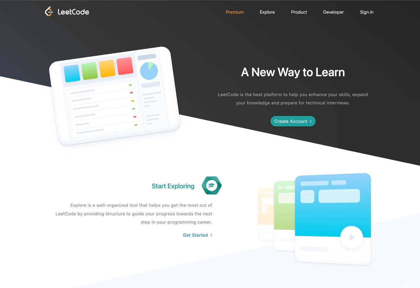 LeetCode homepage — practice problems for technical interviews