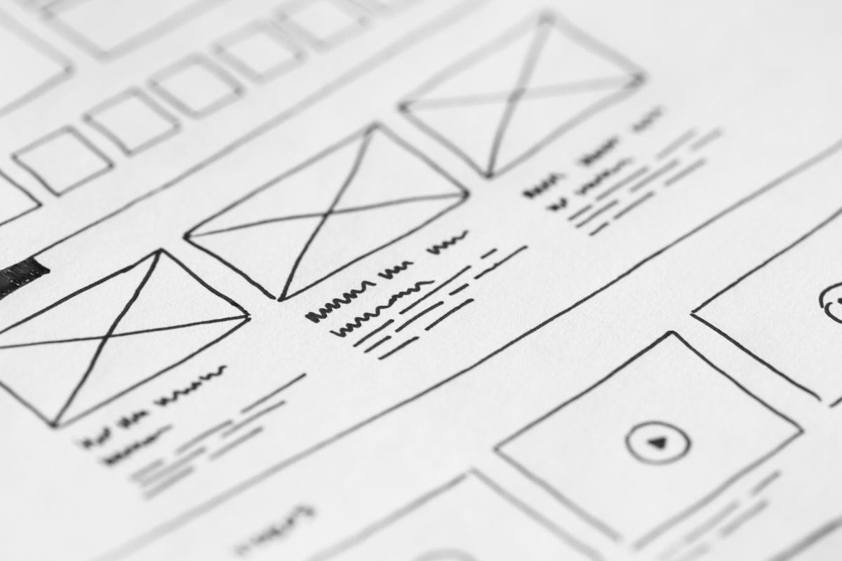 UX and UI design wireframes on a workspace