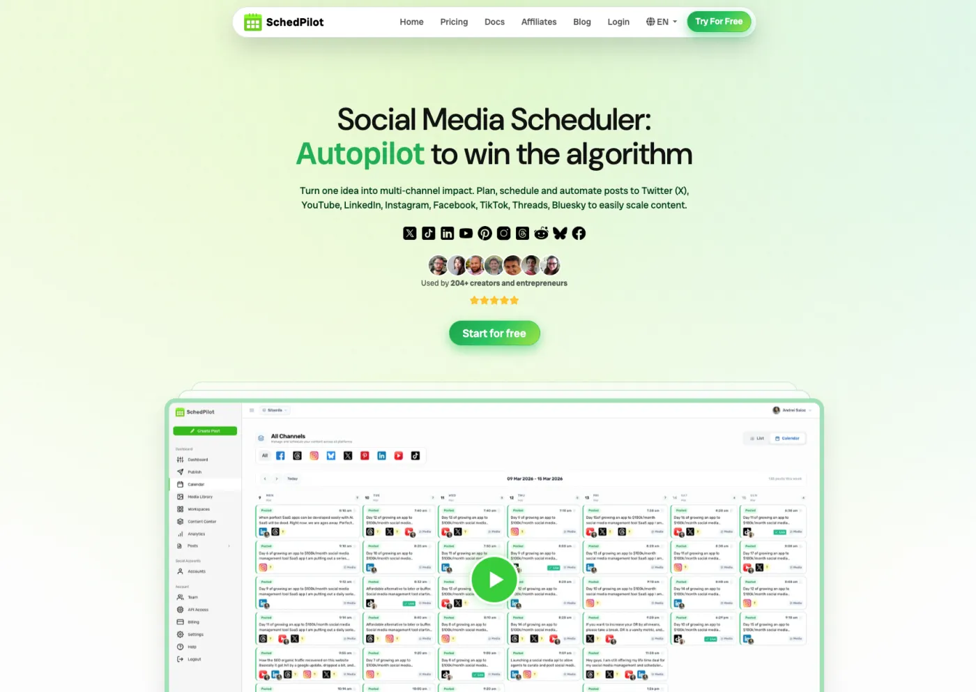 SchedPilot social media automation dashboard